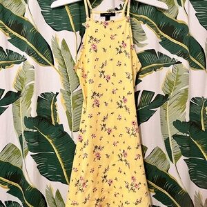 Forever 21 Yellow Halter Sundress Mini Floral
